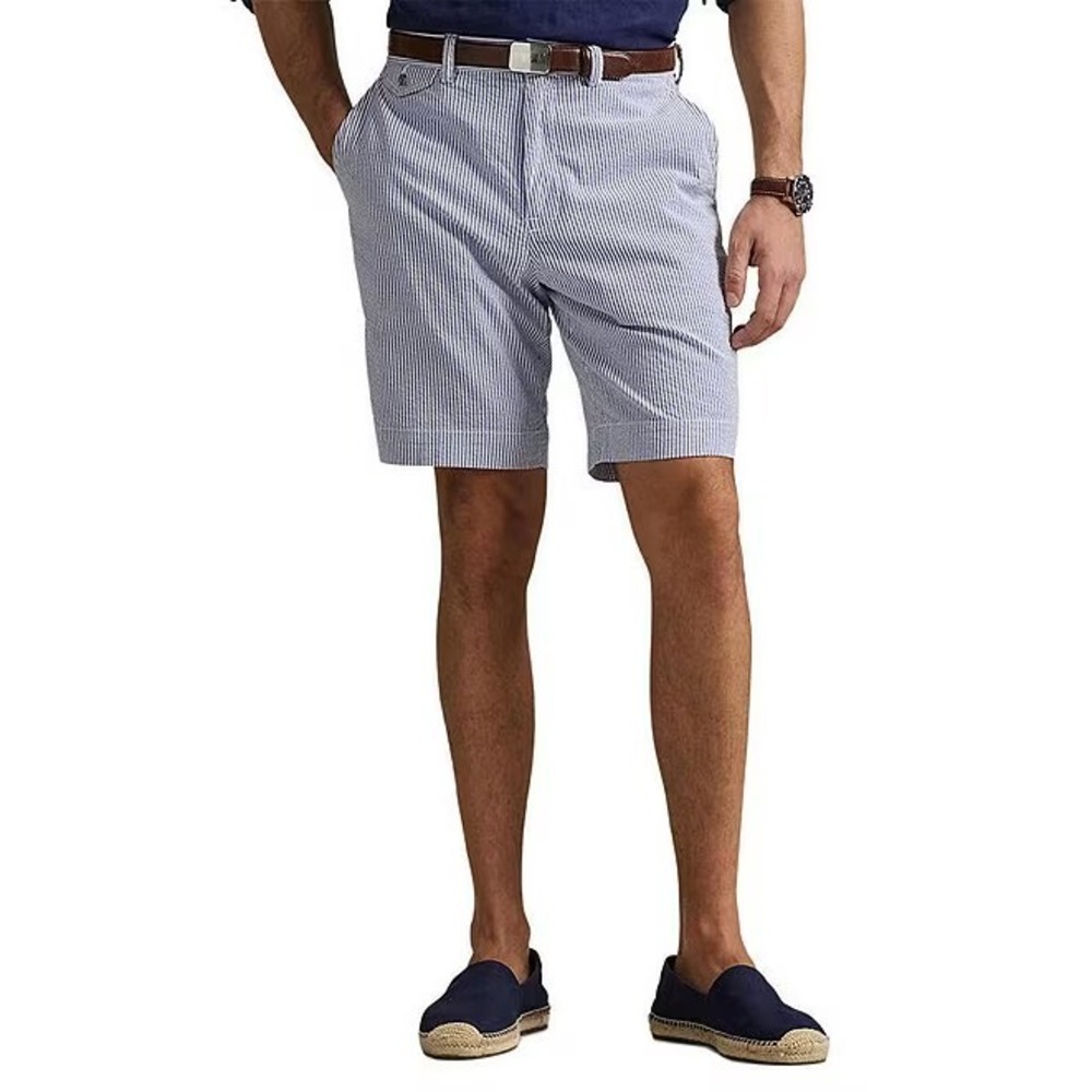 Polo Golf Ralph Lauren Shorts Mens 38 Blue White Seersucker Striped Cotton